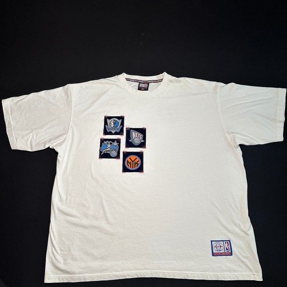 VTG Y2K‎ UNK T-Shirt Patchwork NBA Basketball TeamsWhite Tee 3XL
